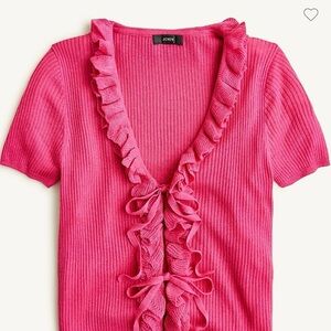 J. Crew Vibrant Pink Ruffle Knit Blouse